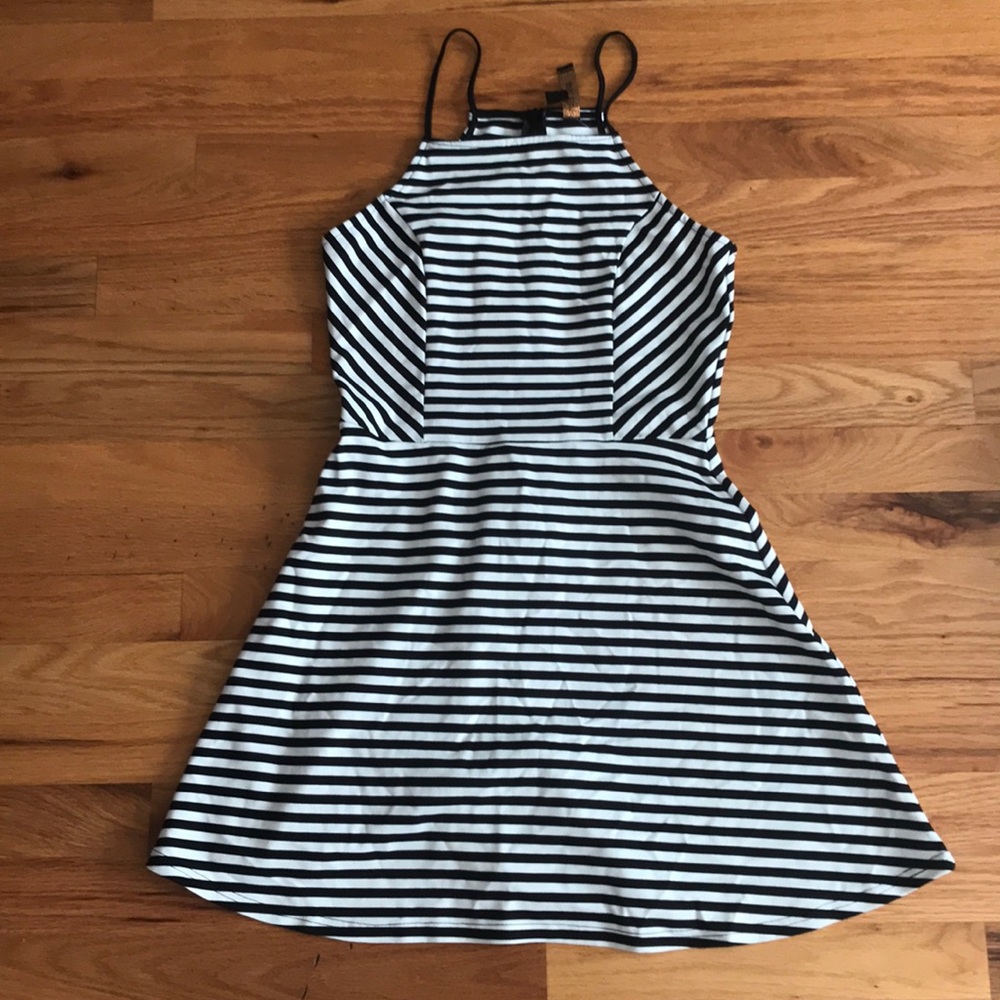 Black and white stripe skater dress